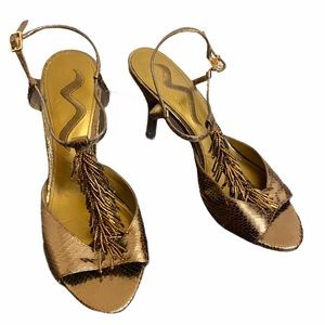 Nina Bronze Strappy Heels Size 8.5